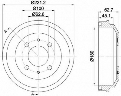 HELLA PAGID 8dt355302681 -  Тормозной барабан